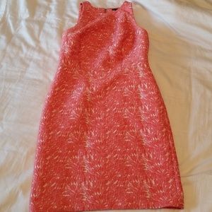 Ann Taylor 6 Pink Melon White Dress